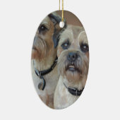 Zwei Grenzterrier Keramikornament (Rechts)