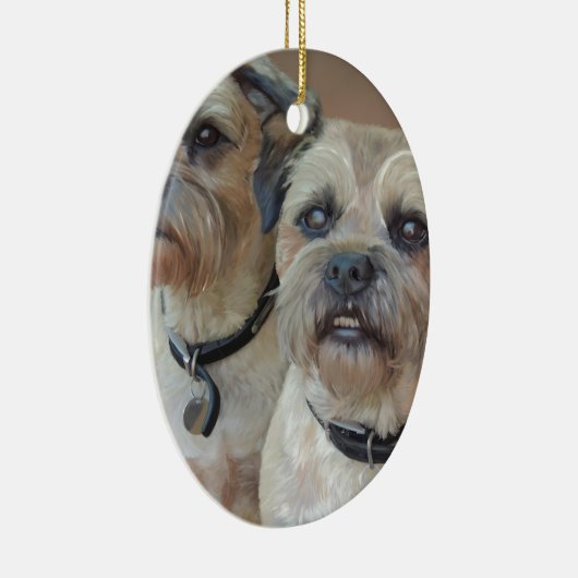 Zwei Grenzterrier Keramikornament (Rechts)