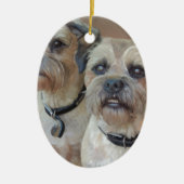 Zwei Grenzterrier Keramikornament (Vorne)