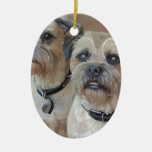 Zwei Grenzterrier Keramikornament