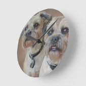 Zwei Grenzterrier Runde Wanduhr (Winkel)