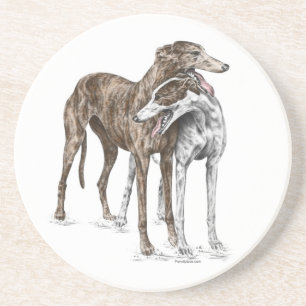 Zwei Greyhound Friends Dog Art Getränkeuntersetzer