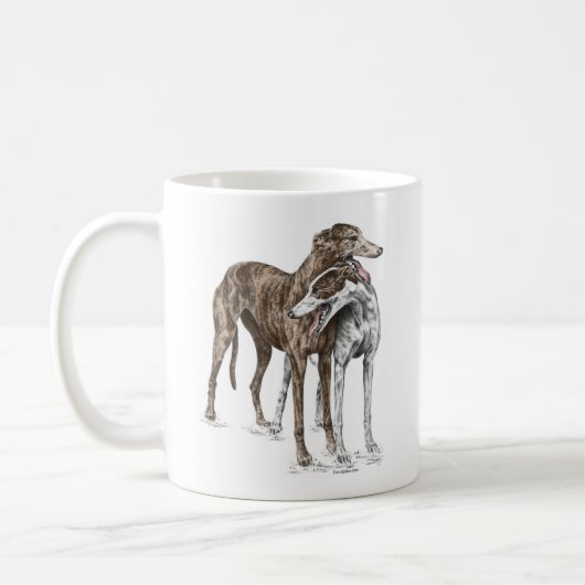 Zwei Greyhound Friends Dog Art Kaffeetasse (Links)