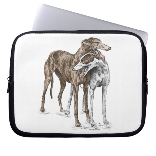 Zwei Greyhound Friends Dog Art Laptopschutzhülle (Vorderseite)