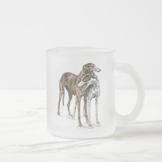 Zwei Greyhound Friends Dog Art Mattglastasse (Rechts)