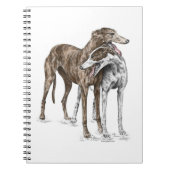 Zwei Greyhound Friends Dog Art Notizblock (Vorderseite)