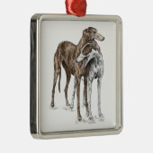 Zwei Greyhound Friends Dog Art Ornament Aus Metall (Rechts)