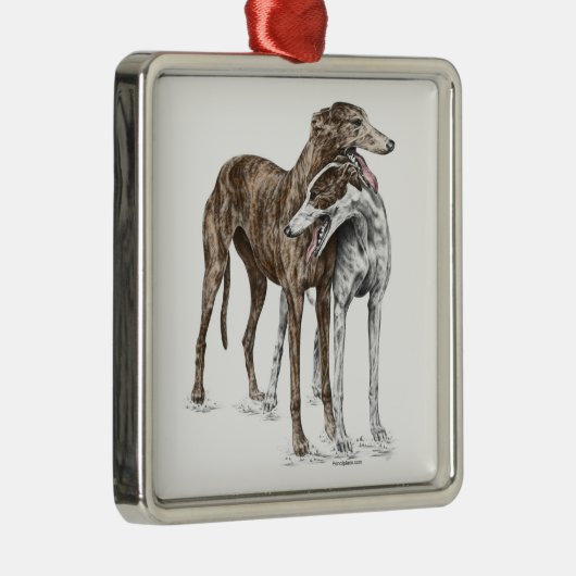 Zwei Greyhound Friends Dog Art Ornament Aus Metall (Rechts)