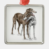 Zwei Greyhound Friends Dog Art Ornament Aus Metall (Vorne)