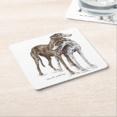 Zwei Greyhound Friends Dog Art Rechteckiger Pappuntersetzer (angewinkelt)