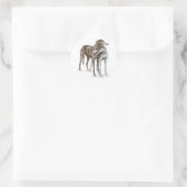 Zwei Greyhound Friends Dog Art Runder Aufkleber (Tasche)