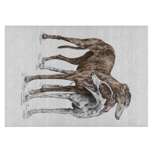Zwei Greyhound Friends Dog Art Schneidebrett (Vorderseite)
