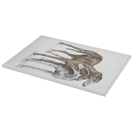 Zwei Greyhound Friends Dog Art Schneidebrett (Ecke)