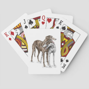 Zwei Greyhound Friends Dog Art Spielkarten