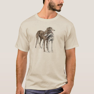 Zwei Greyhound Friends Dog Art T-Shirt