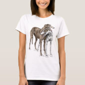 Zwei Greyhound Friends Dog Art T-Shirt (Vorderseite)