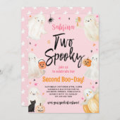 Zwei griechisch-rosa Halloween Geburtstagskleidung Einladung (Vorne/Hinten)