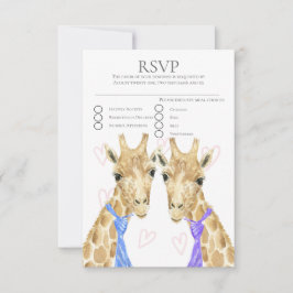 Zwei Groom Giraffe Gay Wedding RSVP Karte