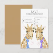 Zwei Groom Giraffe Gay Wedding RSVP Karte (Vorne/Hinten)