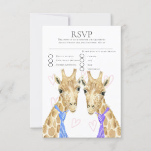 Zwei Groom Giraffe Gay Wedding RSVP Karte