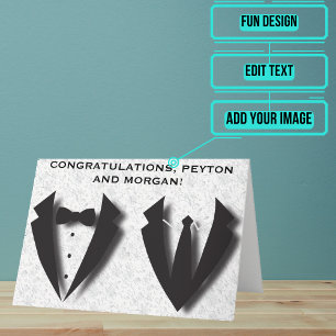 Zwei Grooms Abstrakter Hochzeitstag Glückwunsch Karte