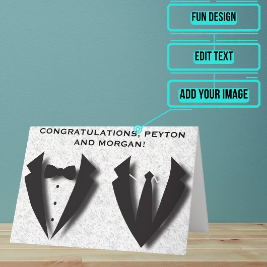 Zwei Grooms Abstrakter Hochzeitstag Glückwunsch Karte