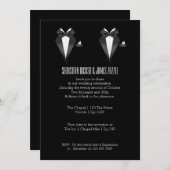 Zwei Grooms Bow Krawatte Tuxedo Hochzeit Einladung (Vorne/Hinten)