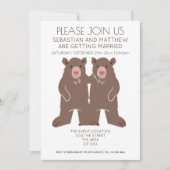 Zwei Grooms Cartoon Bären Hochzeitsgay Einladung (Vorderseite)