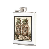 Zwei Grooms Gay Pineaple Tiki Head Retro Hochzeit Flachmann (Links)