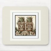Zwei Grooms Gay Pineaple Tiki Head Retro Hochzeit Mousepad (Vorne)