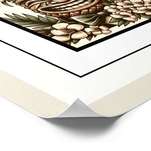 Zwei Grooms Gay Pineaple Tiki Head Retro Hochzeit Poster (Ecke)