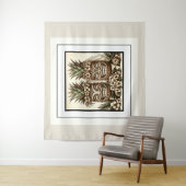 Zwei Grooms Gay Pineaple Tiki Head Retro Hochzeit Wandteppich (Beispiel)