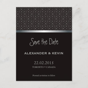 Zwei Grooms-Gay Schwarz-Muster Hochzeit Postkart Ankündigungspostkarte