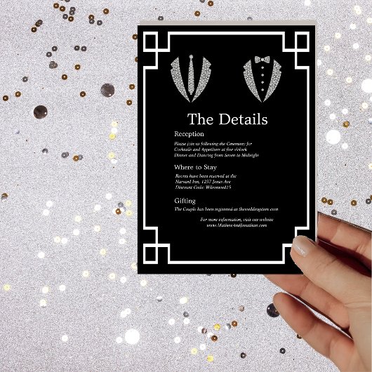 Zwei Grooms Gay Tuxedo Details Card Einladung