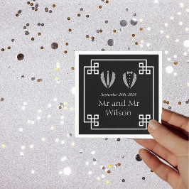 Zwei Grooms Gay Tuxedo Hochzeitsessen Cocktail Serviette