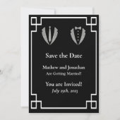 Zwei Grooms Gay Tuxedo Save the Date Card Einladung (Vorderseite)
