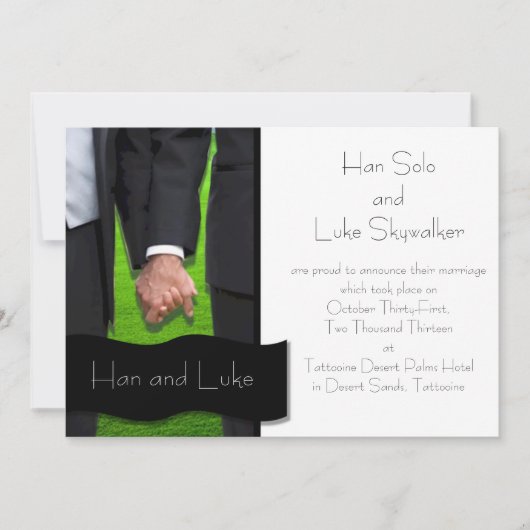 Zwei Grooms Gay Wedding Ankündigung (Vorderseite)