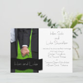 Zwei Grooms Gay Wedding Ankündigung (Stehend Vorderseite)