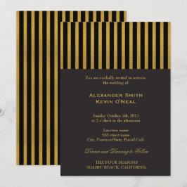 Zwei Grooms Gay Wedding Gold Einladung