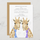 Zwei Grooms Giraffe Gay Wedding Ankündigung (Vorne/Hinten)