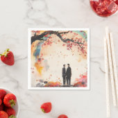 Zwei Grooms Hochzeitskunst Serviette (Beispiel)