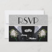 Zwei Grooms Hochzeitstuxen UAWG RSVP Karte (Vorderseite)