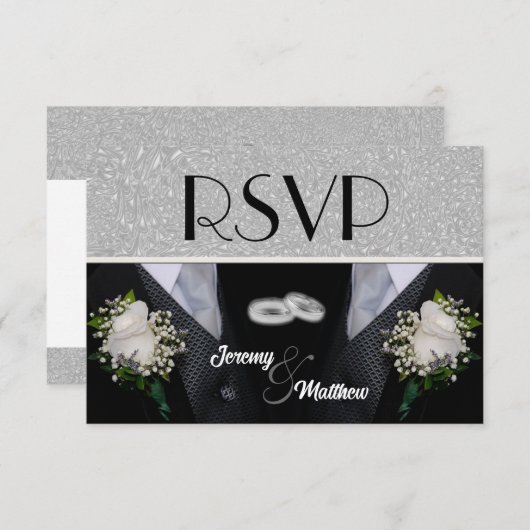 Zwei Grooms Hochzeitstuxen UAWG RSVP Karte (Vorne/Hinten)