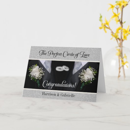 Zwei Grooms in Tuxes Gay Wedding Herzlichen Glückw Karte (Gelbe Blume)