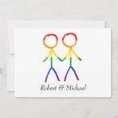 Zwei Grooms Regenbogen-Liebe horizontal Save The Date (Vorderseite)