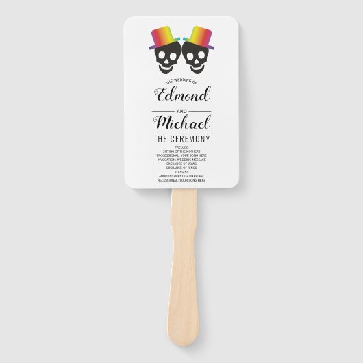 Zwei Grooms Regenbogenfarben Gay Hochzeitsprogramm Fächer (Vorderseite)