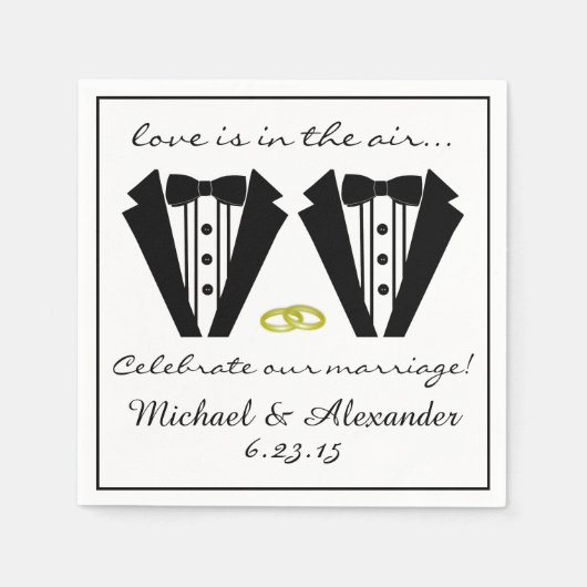 Zwei Grooms-Tuxedo-Hochzeit Serviette (Vorderseite)