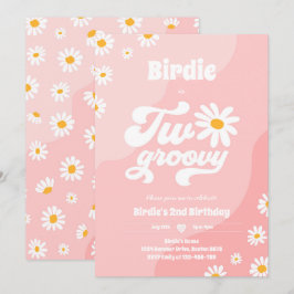 Zwei Groovy 2. Geburtstag Party Boho Retro Daisy Einladung