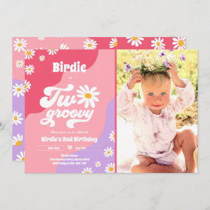 Zwei Groovy 2. Geburtstag Party Boho Retro Daisy Einladung