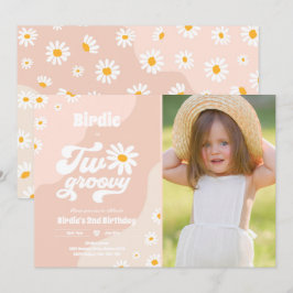 Zwei Groovy 2. Geburtstag Party Boho Retro Daisy Einladung